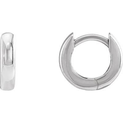 Curata 14k White Gold 9.5mm Polished Hinged Earrings