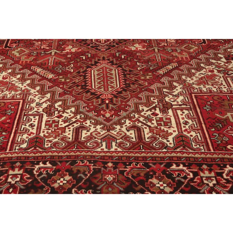 Hand Knotted Oriental 100% Wool Carpet Traditional Medallion Red Heriz Area Rug - 12' 5'' X 9' 11''