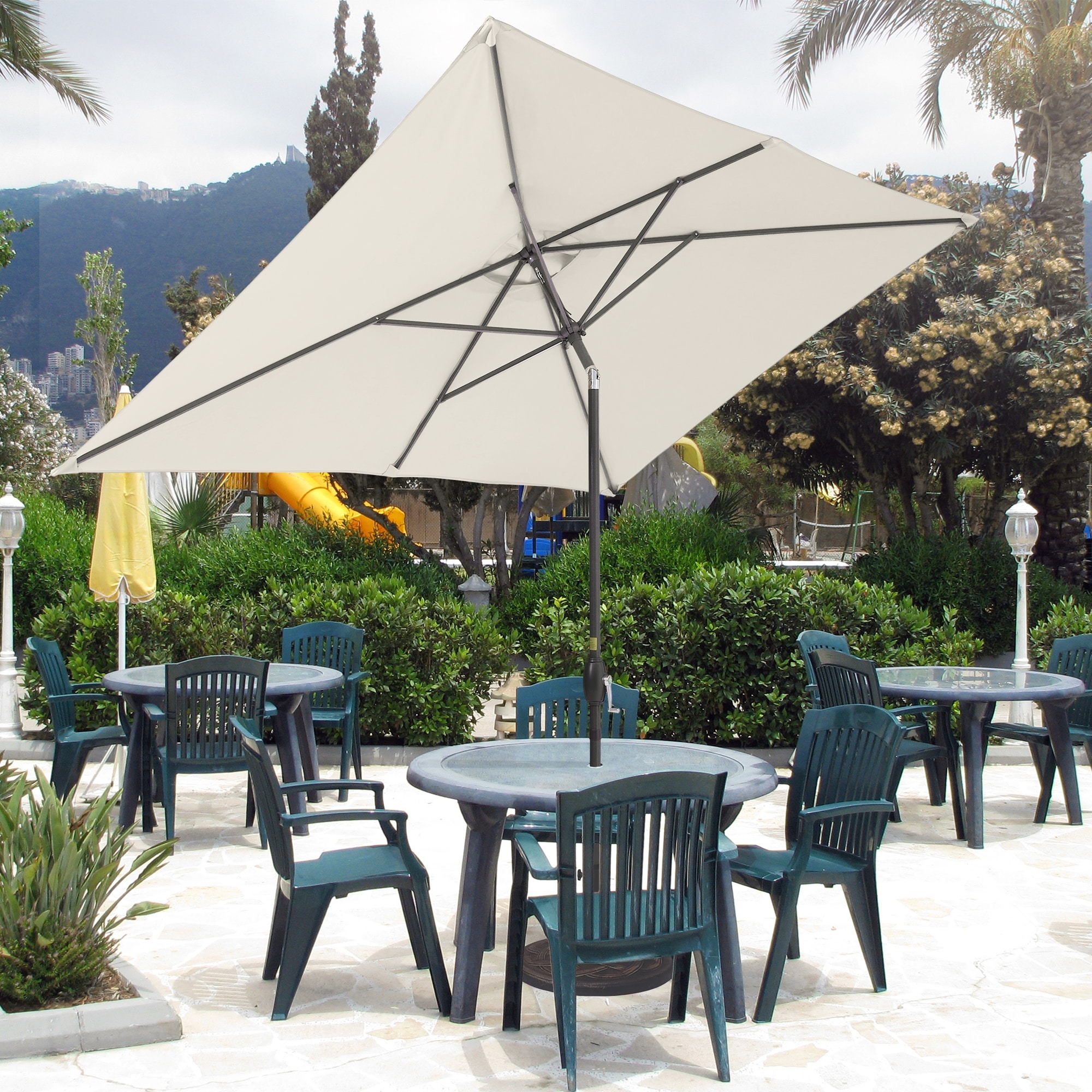 Bonosuki 10x6.5ft Rectangular Aluminum Patio Market Umbrella
