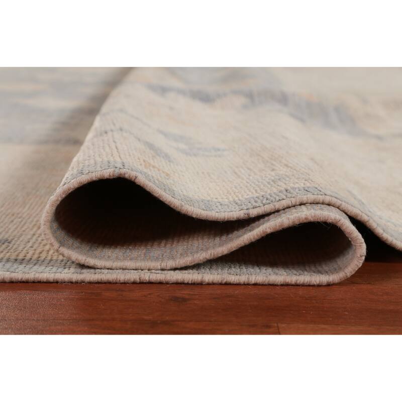 Hand Knotted Oriental 100% Wool Carpet Transitional All-Over Navy Blue & Blues Oushak Area Rug - 12' 1'' X 9' 10''