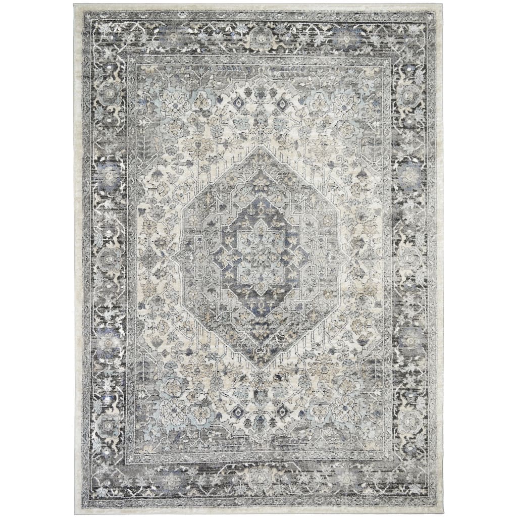Firenze Rosetta Ivory/Gray Traditional Oriental Area Rug