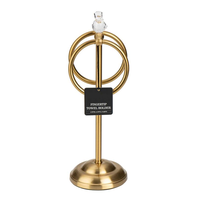 Aged Brass Gold Stainless Steel Dove Double Ring Fingertip Towel Holder With Heavy Base
