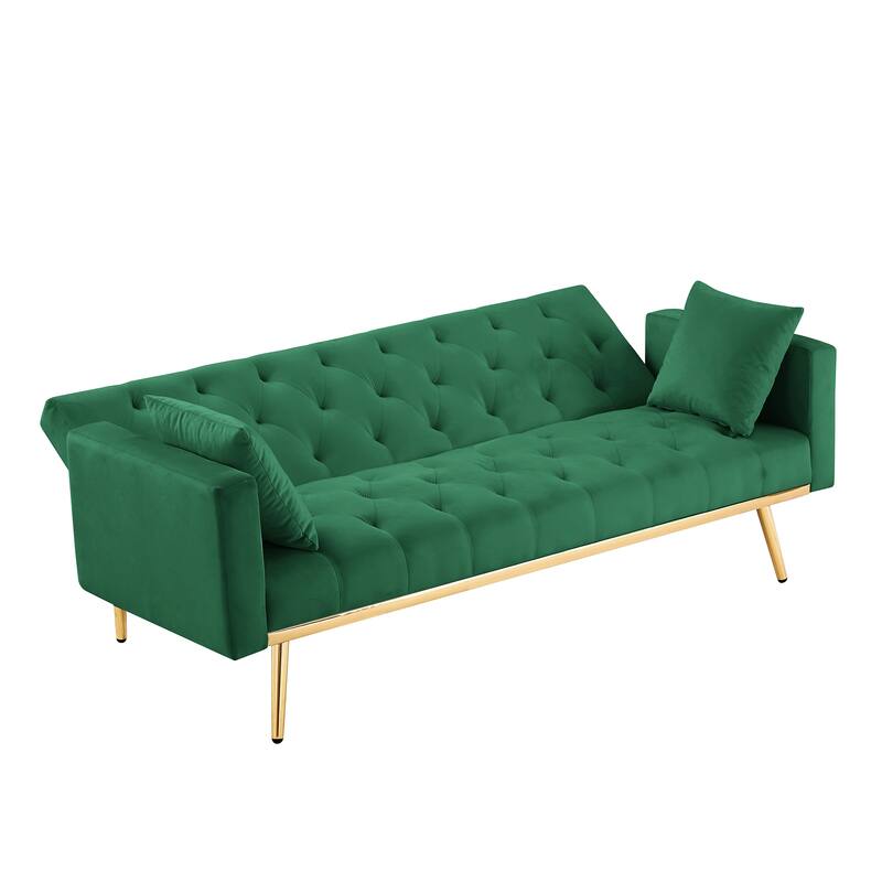 Green Convertible Folding Futon Sofa Bed , Sleeper Sofa Couch for Compact Living Space