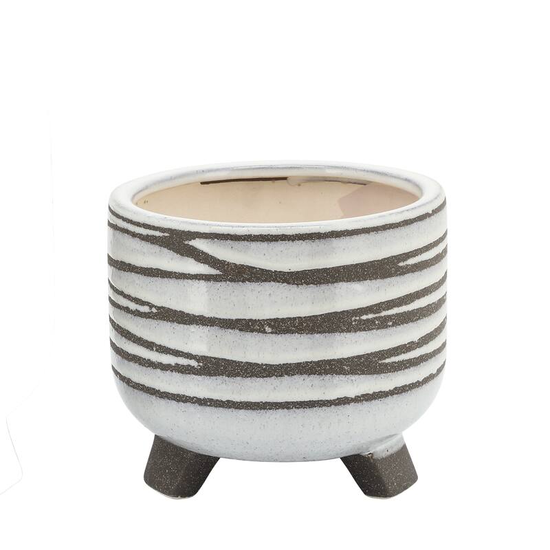 CERAMIC 6/8" FOOTED PLANTER, WHITE set of 2