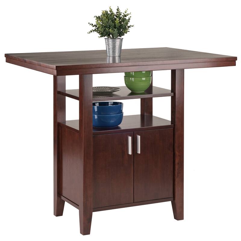 Albany High Table with Cabinet, Walnut - 41.73 x 29.92 x 35.83 inches