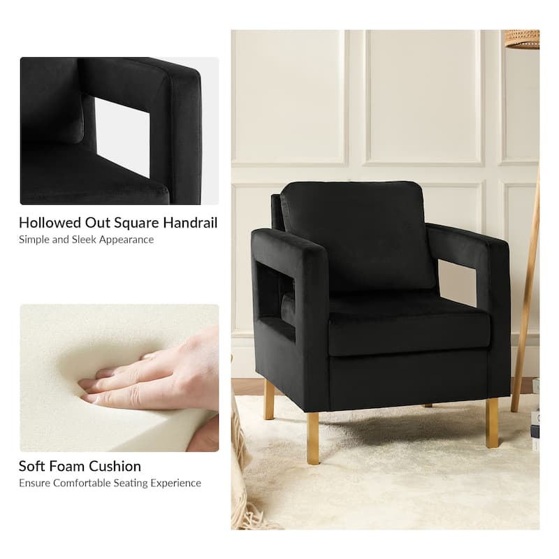 Valentina Comfy Accent Armchair with Golden Metal Legs and Removable Cushions by HULALA HOME
