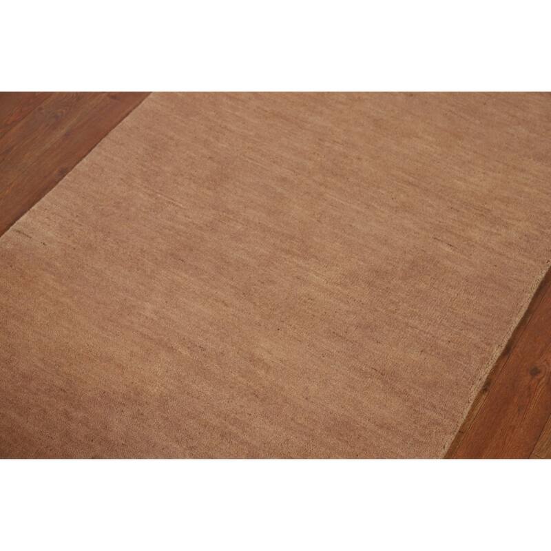 Brown Gabbeh Modern Runner Rug Handmade Wool Carpet - 2'7"x 9'11"