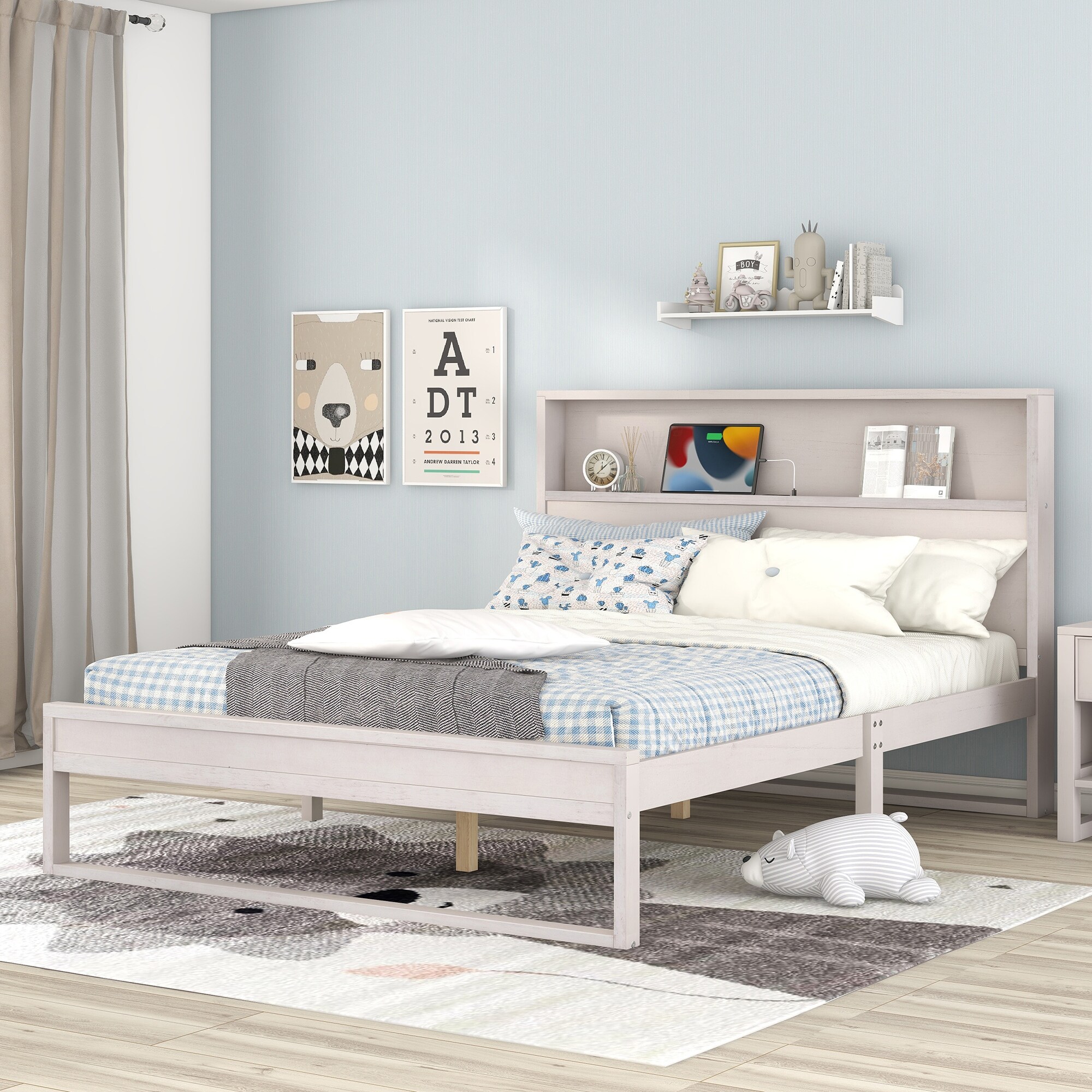 Twin headboard with shop usb port