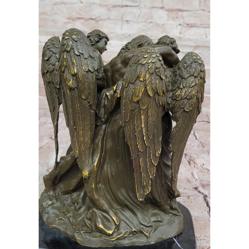 Pietà With Angels Bronze Sculpture - Religious Christian Crucifixion Art