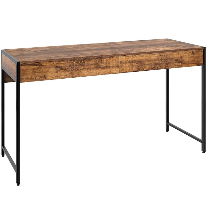 Writing Desk with 2 Drawers Computer Wooden Desk Spacious Workstation - Antique