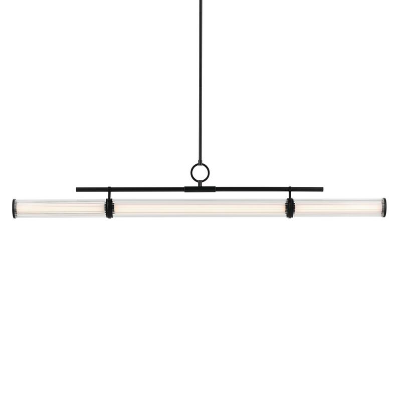 Riven 60.25 Inch LED 1 Light Linear Chandelier with Clear Fluted Glass in Black
