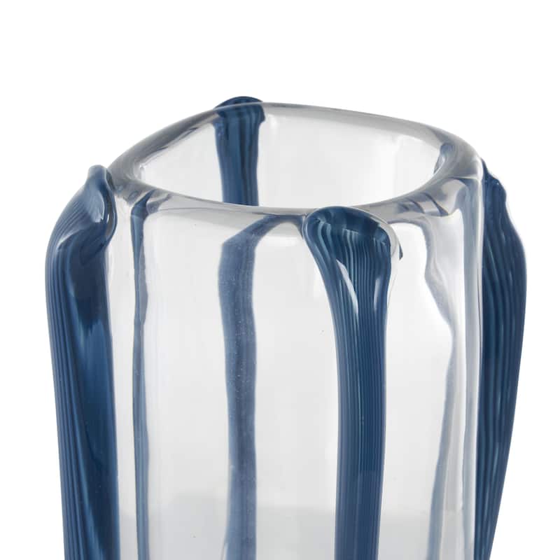 Recycled Glass Handmade Tall Decorative Vase with Glass Framing - Blue or Black - Roche River Decor