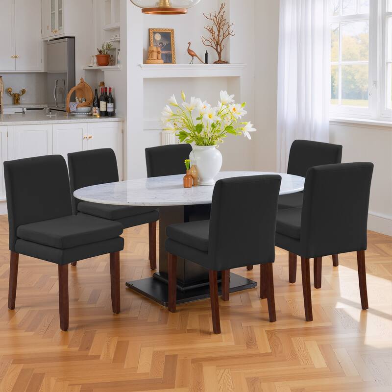 Upholstered Dining Chairs, Modern Dining Room Chairs Set of 2 with Thick Padded Cushion Seat, Linen Fabric Kitchen Dining Chairs