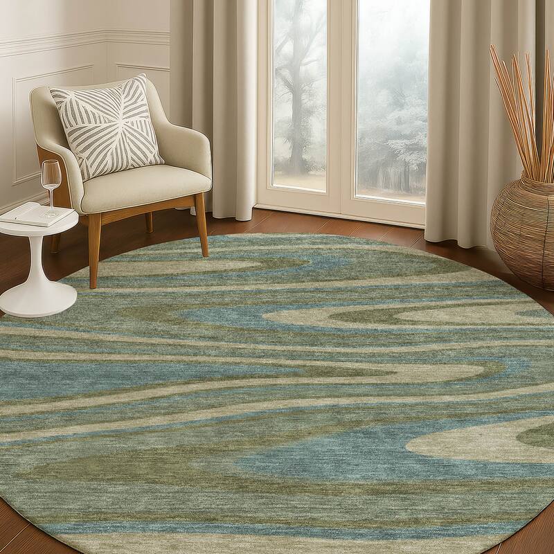 Machine Washable Indoor/ Outdoor Abstract Busey Chantille Rug