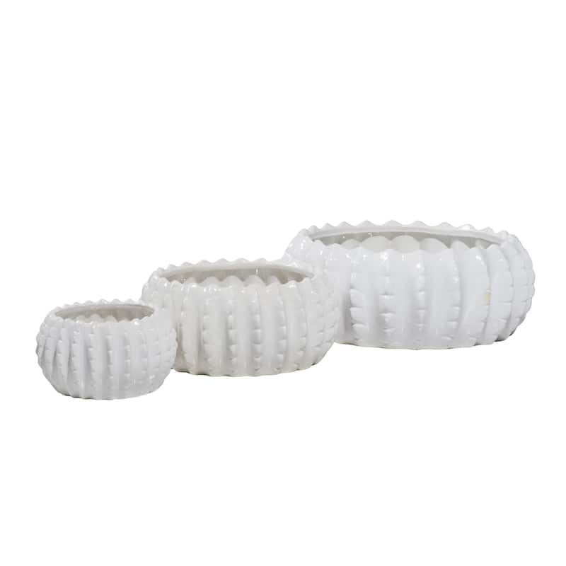 Ceramic Indoor Outdoor Planter - Set of 3 White - Roche River Decor