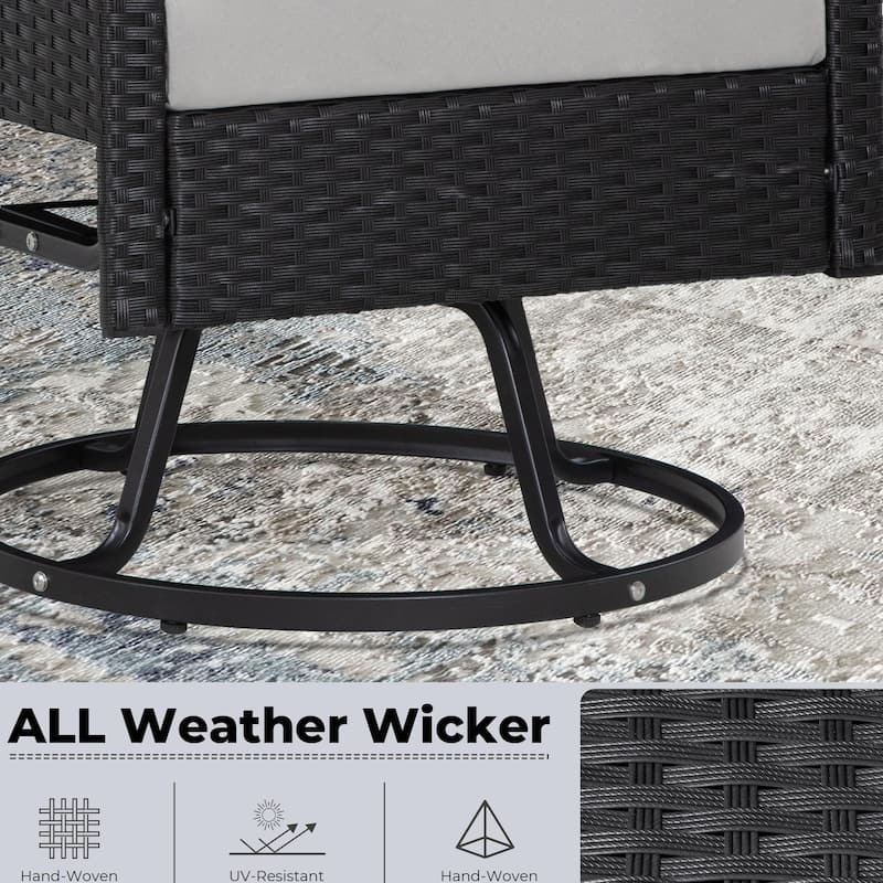Durable Outdoor Swivel Patio Chairs with Cushions & Rattan Design