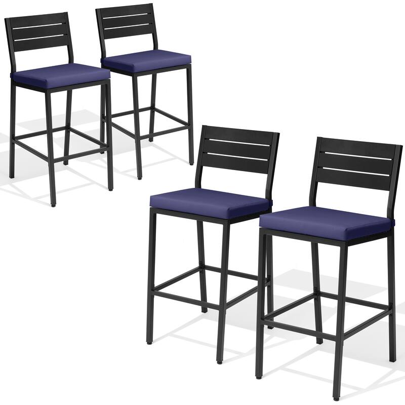 VredHom Outdoor Patio Barstools with Cushion - D 20.5 in. x W 17.3 in. x H 40.2 in.