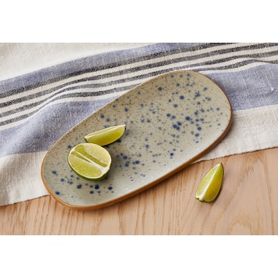 Hudson Blue Speckle Porcelain Oval Serving Dinnerware Platter Dishwasher Safe 11.0L x 5.5W inch