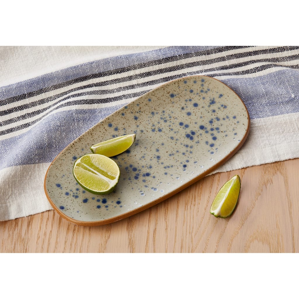 Hudson Blue Speckle Porcelain Oval Serving Dinnerware Platter Dishwasher Safe 11.0L x 5.5W inch