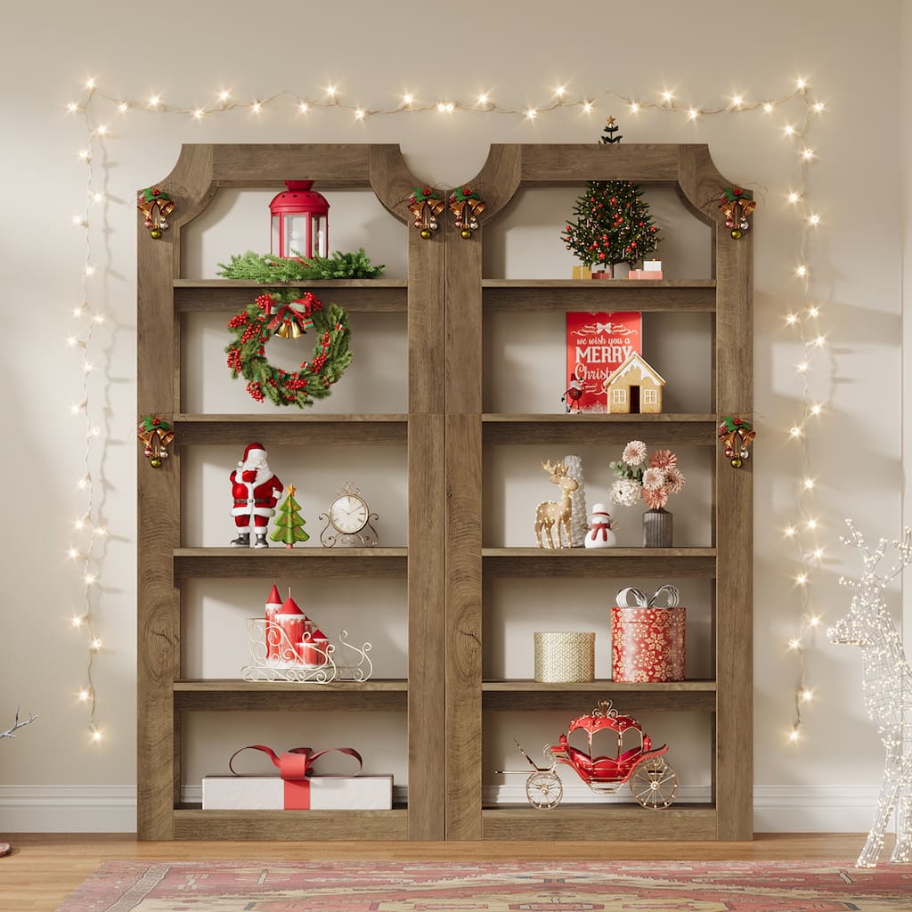 Tall 5 Shelf Bookcase, Storage And Display Bookshelf For Home Office And Living Room