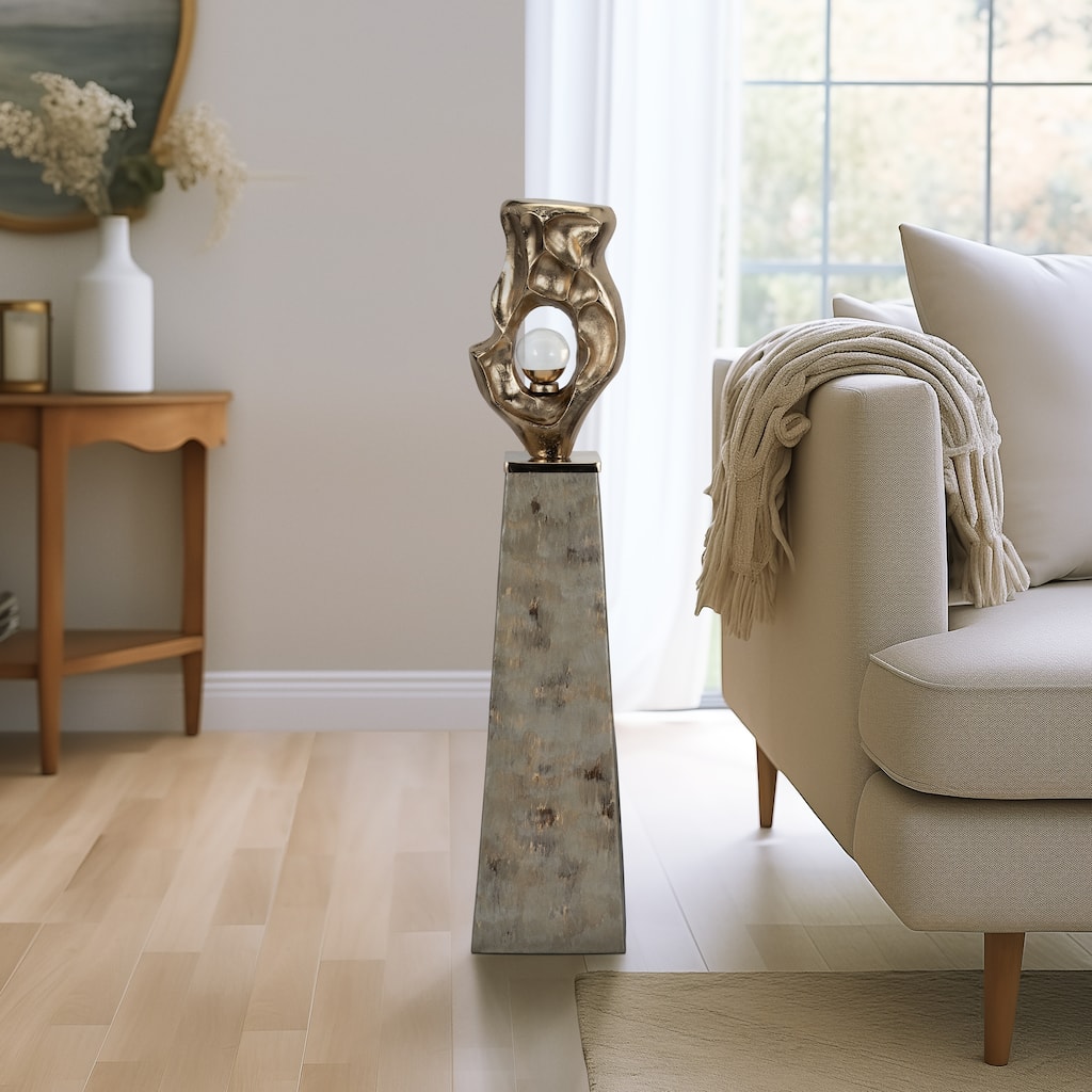 Sagebrook Home Senga Floor Bottle, Novelty, Iron, Solid Color, Gold, Decorative Ceramic Flower Vase Accent Piece