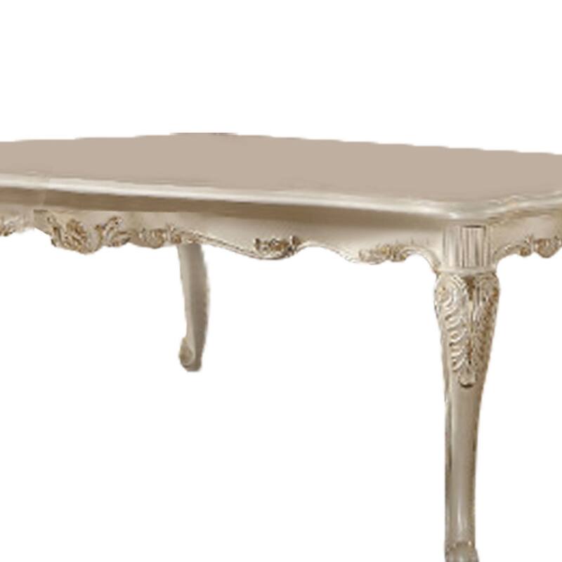 Alluring Dining Table, Marble & Pearl White