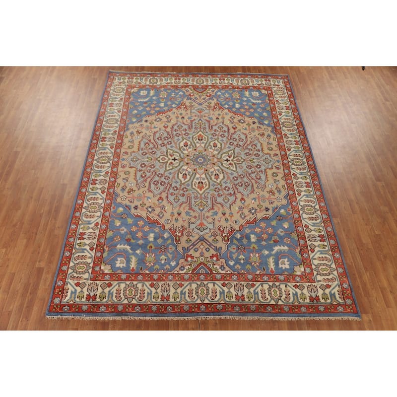 Traditional Heriz Serapi Oriental Area Rug Handmade Wool Carpet - 8'11" x 11'10"