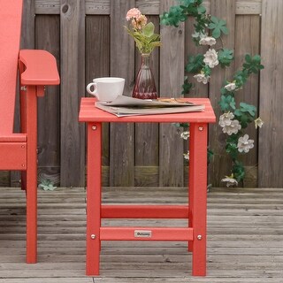 Outsunny Patio Side Table, Square Outdoor End Table, HDPE Plastic Tea Table for Adirondack Chair, Backyard or Lawn