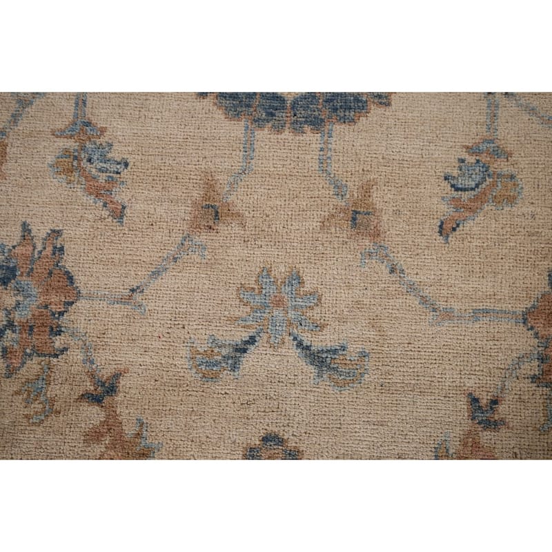 Hand Knotted Oriental 100% Wool Carpet Transitional All-Over Beige & Ivories Oushak Area Rug - 10' 0'' X 8' 0''