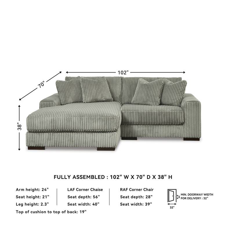 Signature Design by Ashley Lindyn 2-Piece Sectional with Chaise - 102"W x 70"D x 38"H