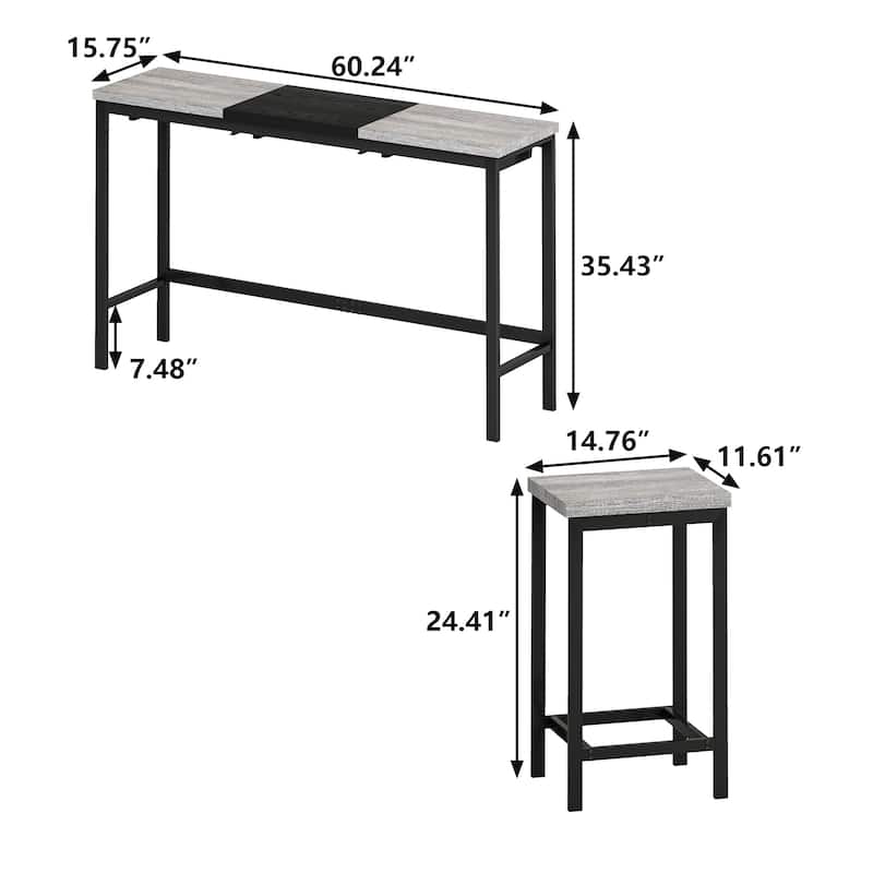 Kitchen Dining Table, Pub Table with 3 Stools