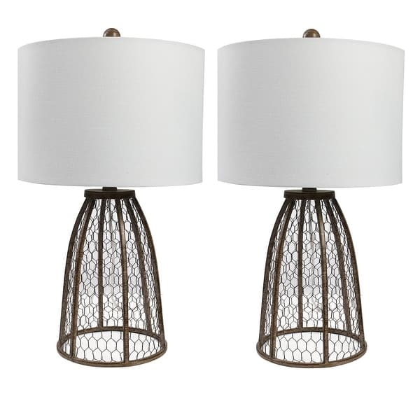 Shop Clay Chicken Wire And Metal Table Lamp Set Of 2 Overstock