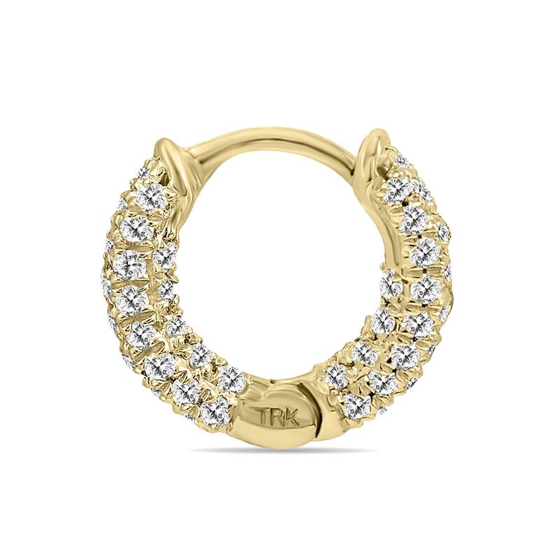 Marquee 1/3 Carat TW Small Diamond Huggie Hoop Earrings in 10K Yellow Gold