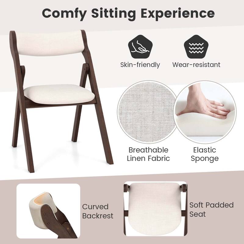 Costway Set of 2/4 Folding Chairs with Comfy Padded Backrest & Seat