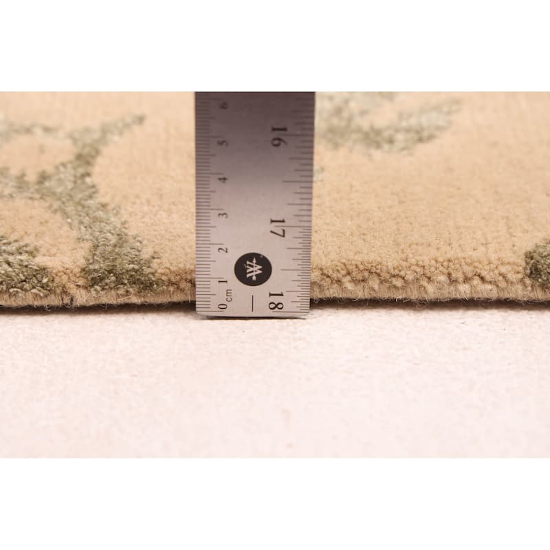 ECARPETGALLERY Hand-knotted Opulence Khaki Silk, Wool Rug - 8'0 x 10'0