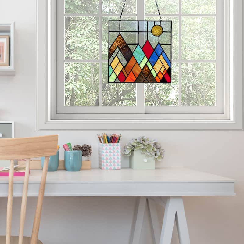 River of Goods River of Goods Beyond the Mountain Tops Stained Glass Window Panel - 10" x 0.25" x 10"