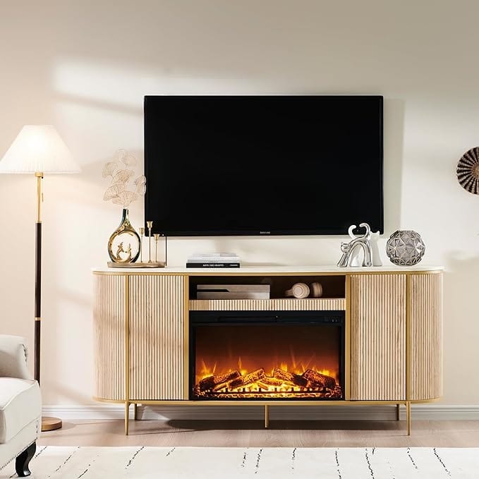 70" Modern Luxury Fireplace TV Stand, Entertainment Center, TV Console