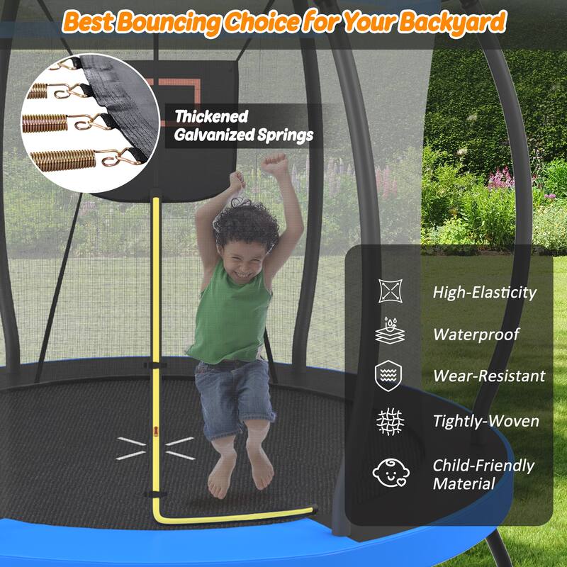 Toddler Trampoline with Handle - Baby Gift for Boys Girls, Indoor Outdoor Use - Blue - 96