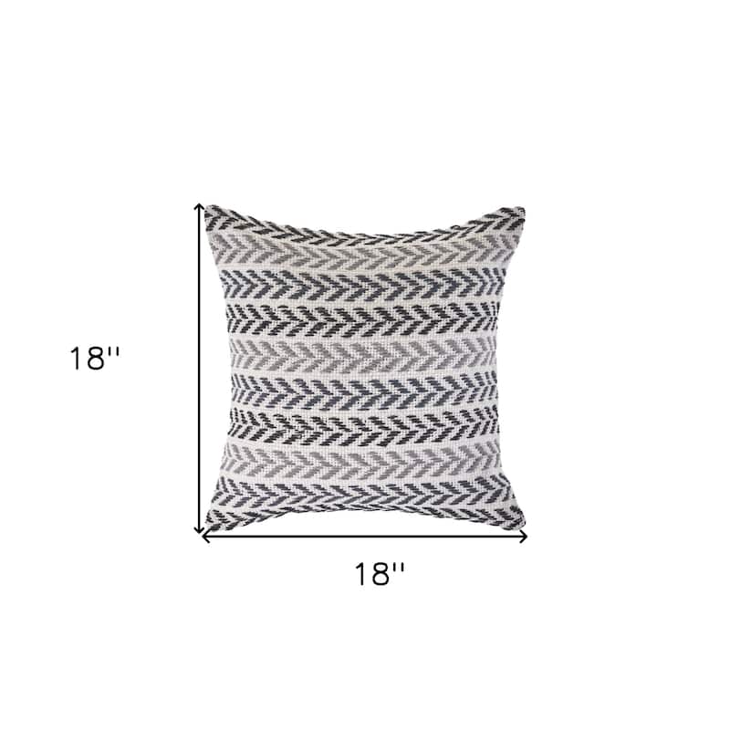 HomeRoots 18" X 18" Gray Black And White 100% Cotton Chevron Zippered Pillow