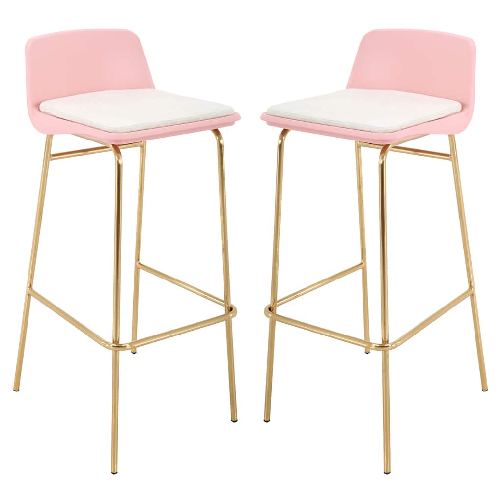 Brage Living Diva Leatherette Cushioned Bar Stool Set - Pink (Set of 2)