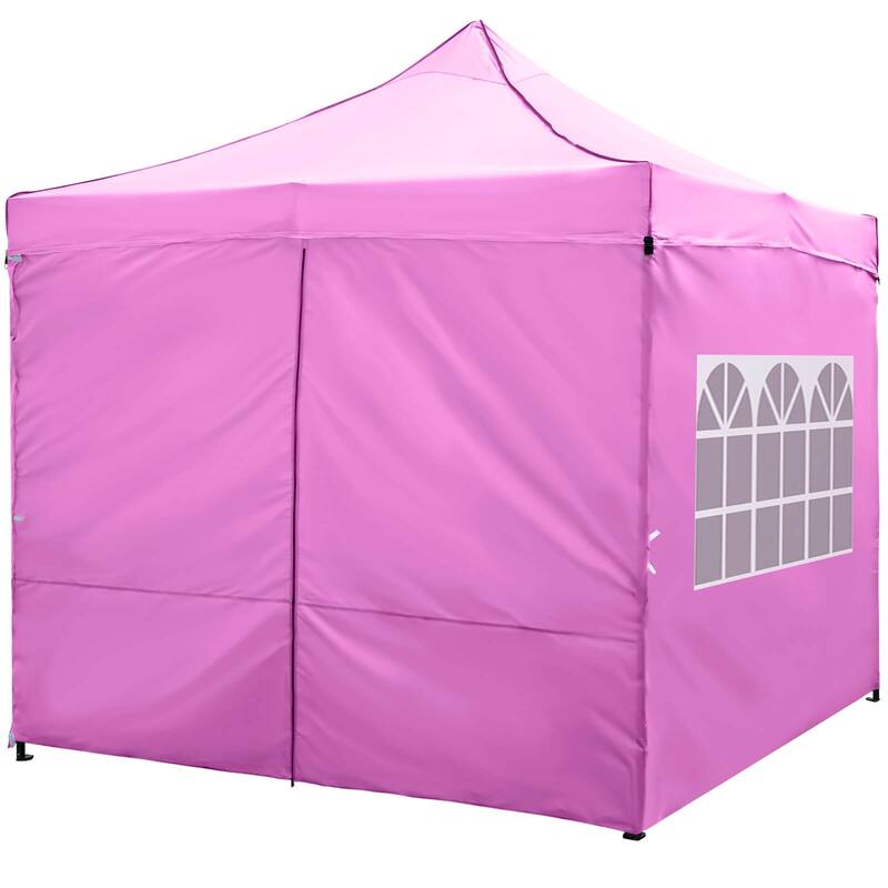 Costway 10 x 10 FT Pop up Canopy Tent with 4 Removable Sidewalls, - Pink