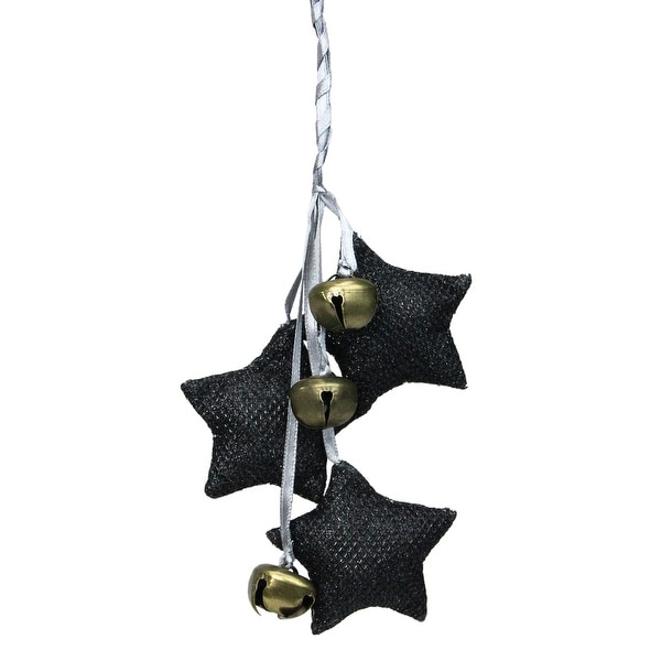 10" Black and White Triple Star with Jingle Bells Christmas Ornament. Opens flyout.