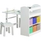 preview thumbnail 9 of 16, Kids Art Table and 2 Chairs,Kid Craft Table with Supplies Storage Shelves,Canvas Bins,Paper Roll for Preschool Toddler