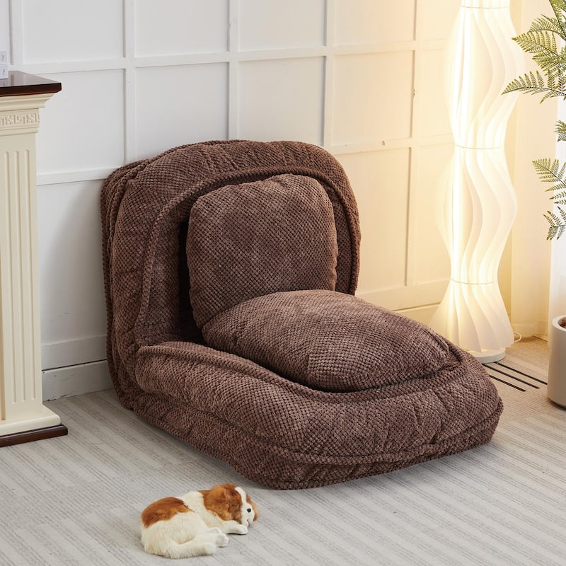 Bean Bag Chair Folding Lazy Sofa Chair Sleeping Mat Pet Bed with Adjustable Backrest and Pillow for Lounging, Napping, Sleeping