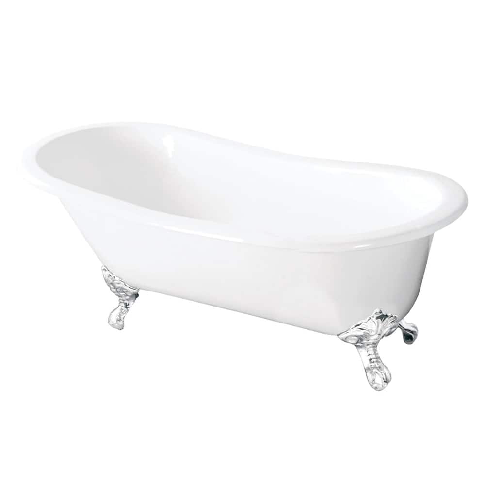 Kingston Brass Tazatina 57" Clawfoot Cast Iron Soaking Tub with