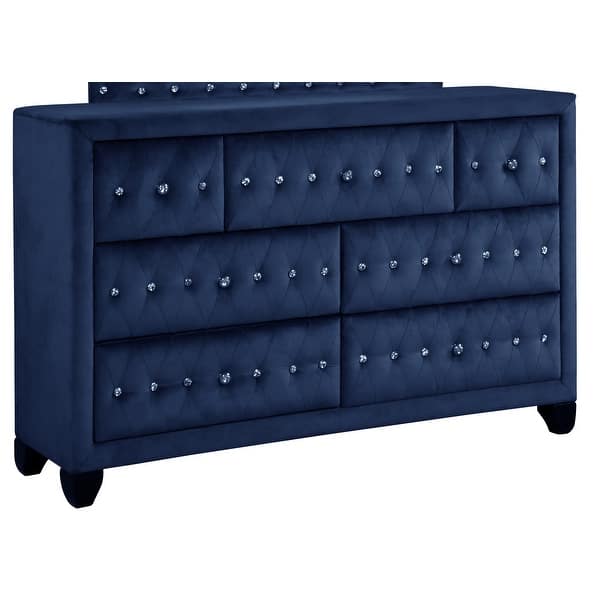 black velvet dresser 1Pc Contemporary 6 Drawer Black White Top Dresser Metal Knobs Modern D main image 0