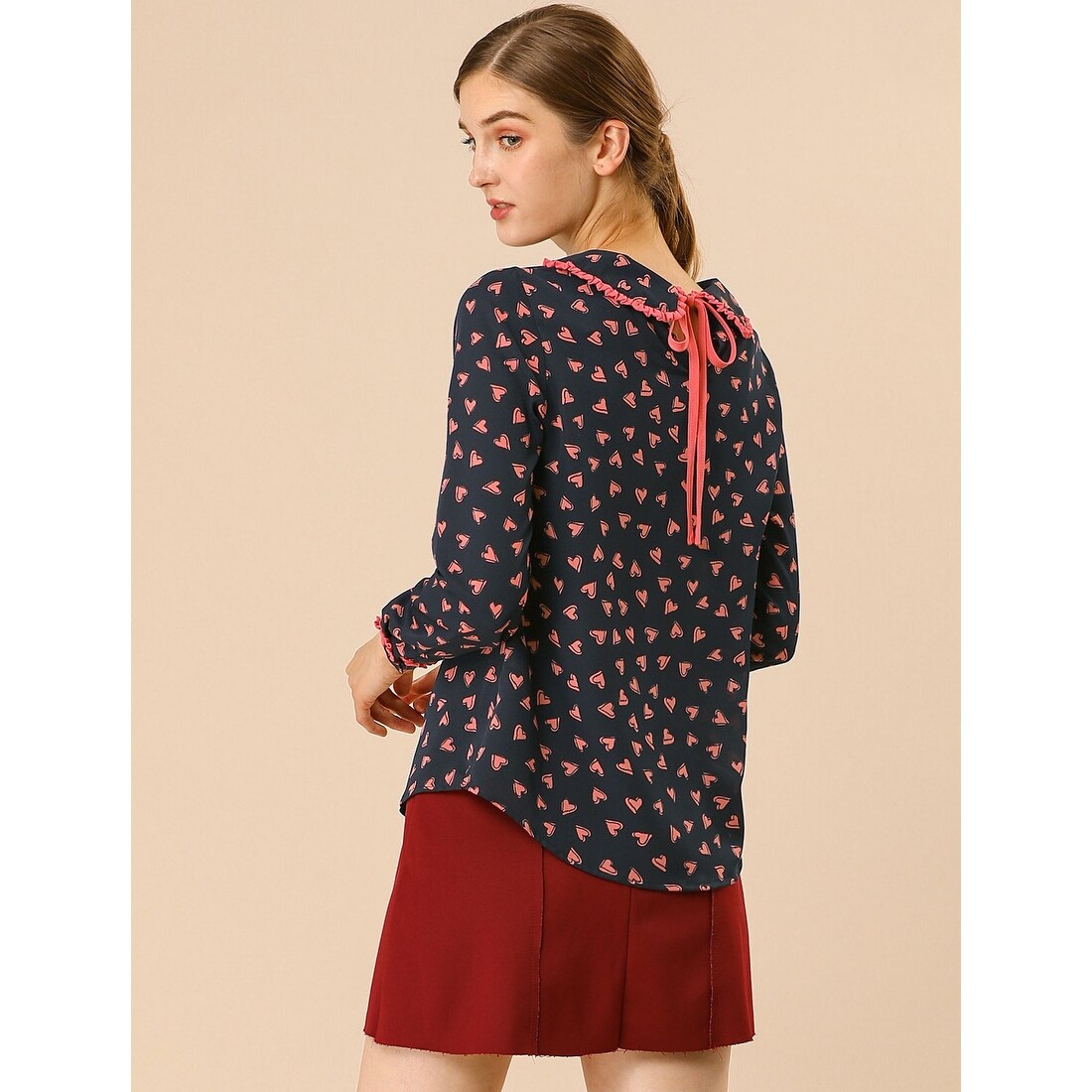 Shop Women S Cute Ruffle Peter Pan Collar Long Sleeve Casual Work
