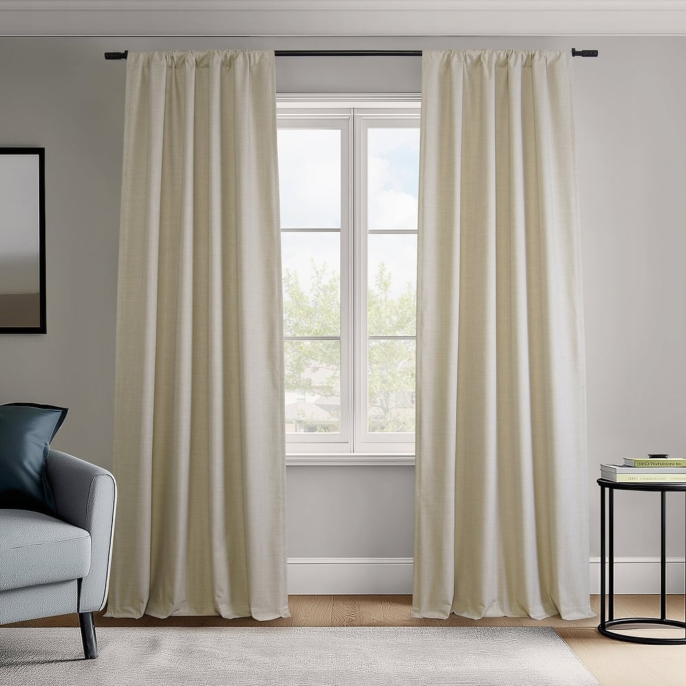 Exclusive Fabrics Vienna Basic Solid Linen Curtains (2 Panel) Blackout Curtains For Bedroom & Living Room Curtains