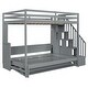 preview thumbnail 6 of 37, Full Over Full Size Murphy Bed with Hydraulic Lift & Desk Design, Gray