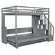 preview thumbnail 6 of 36, Full Size Convertible Murphy Bunk Bed with Hydraulic Lift, Built-In Desk, Storage Staircase